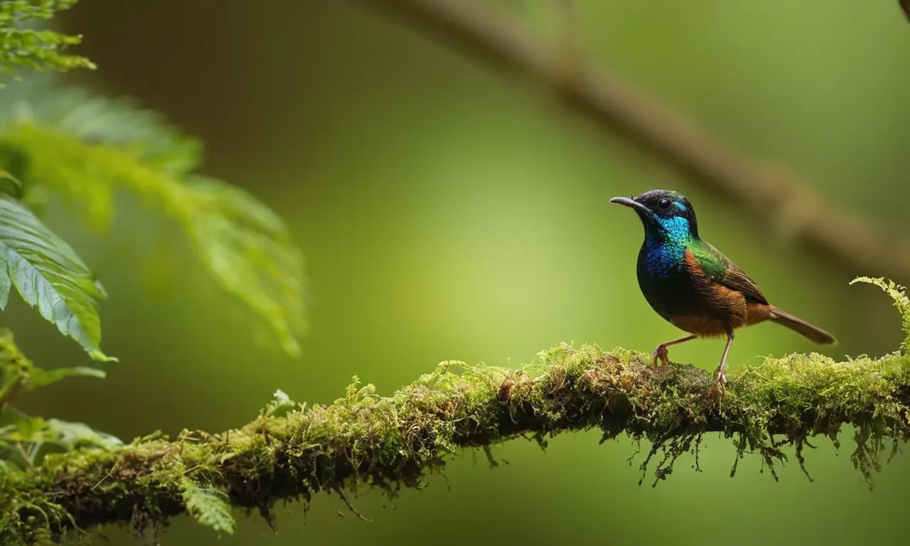 Selva densamente verde con aves vibrantes