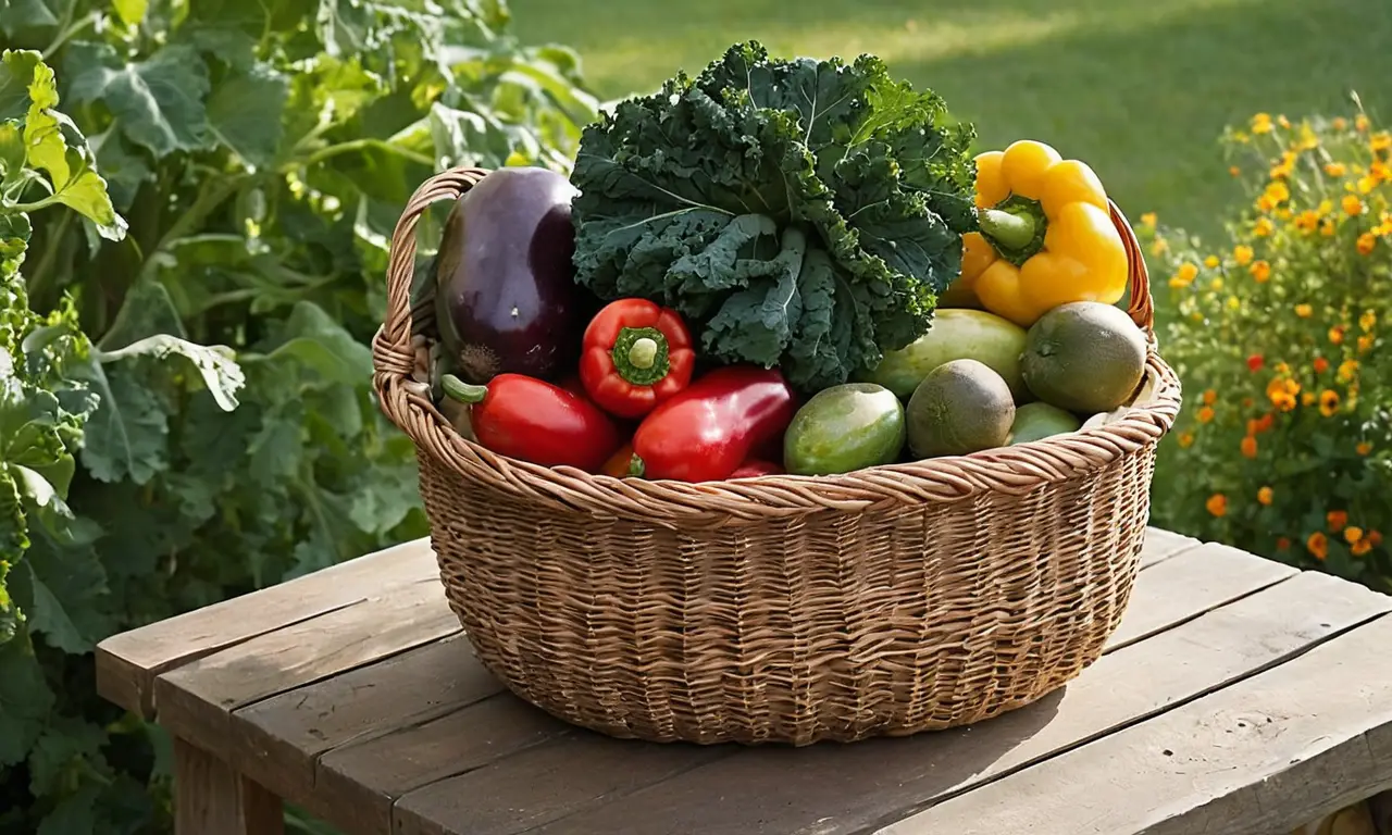 Mesa rústica con coloridos vegetales frescos
