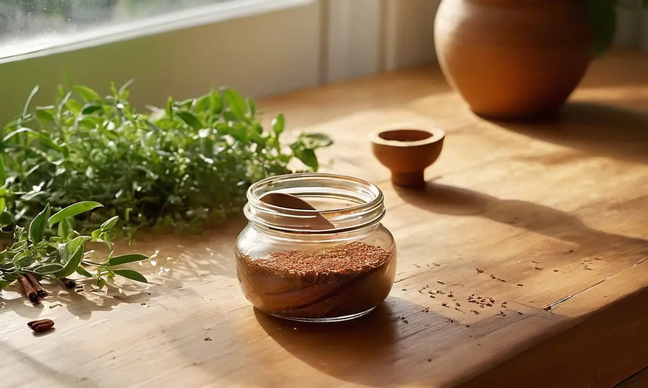 Cocina luminosa con plantas y especias