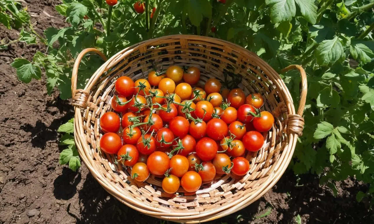 Rojos tomates brillan entre hojas verdes