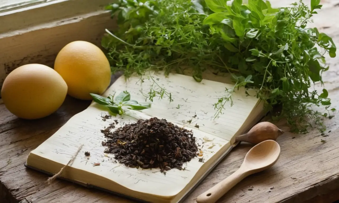 Mesa rústica, naturaleza y creación armoniosa