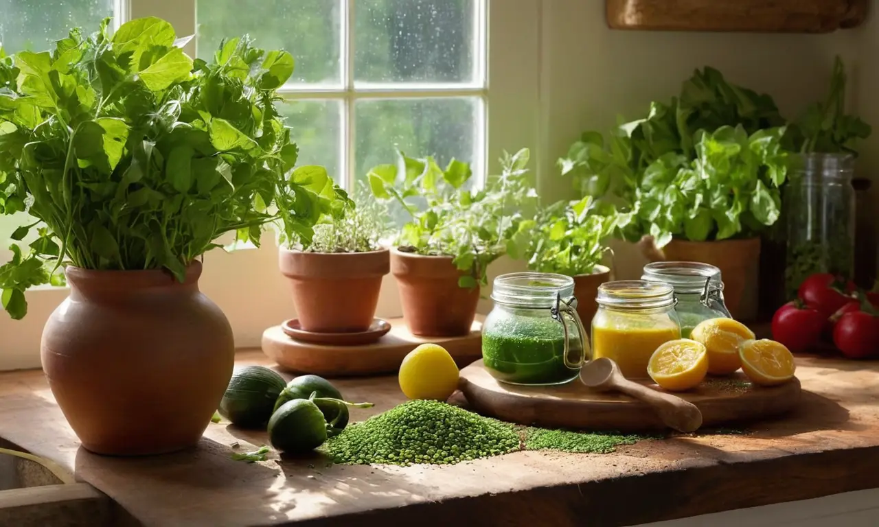 Cocina iluminada con colores y texturas vibrantes