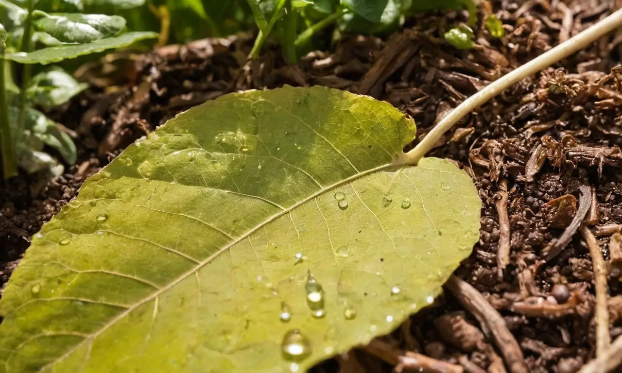 Mesa rústica en jardín con compost y luz