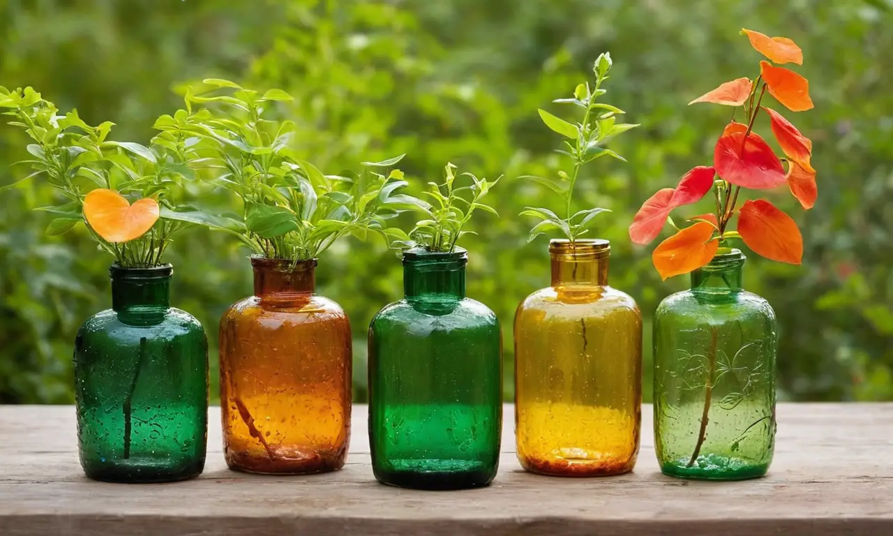 Botellas recicladas como vibrantes macetas sostenibles