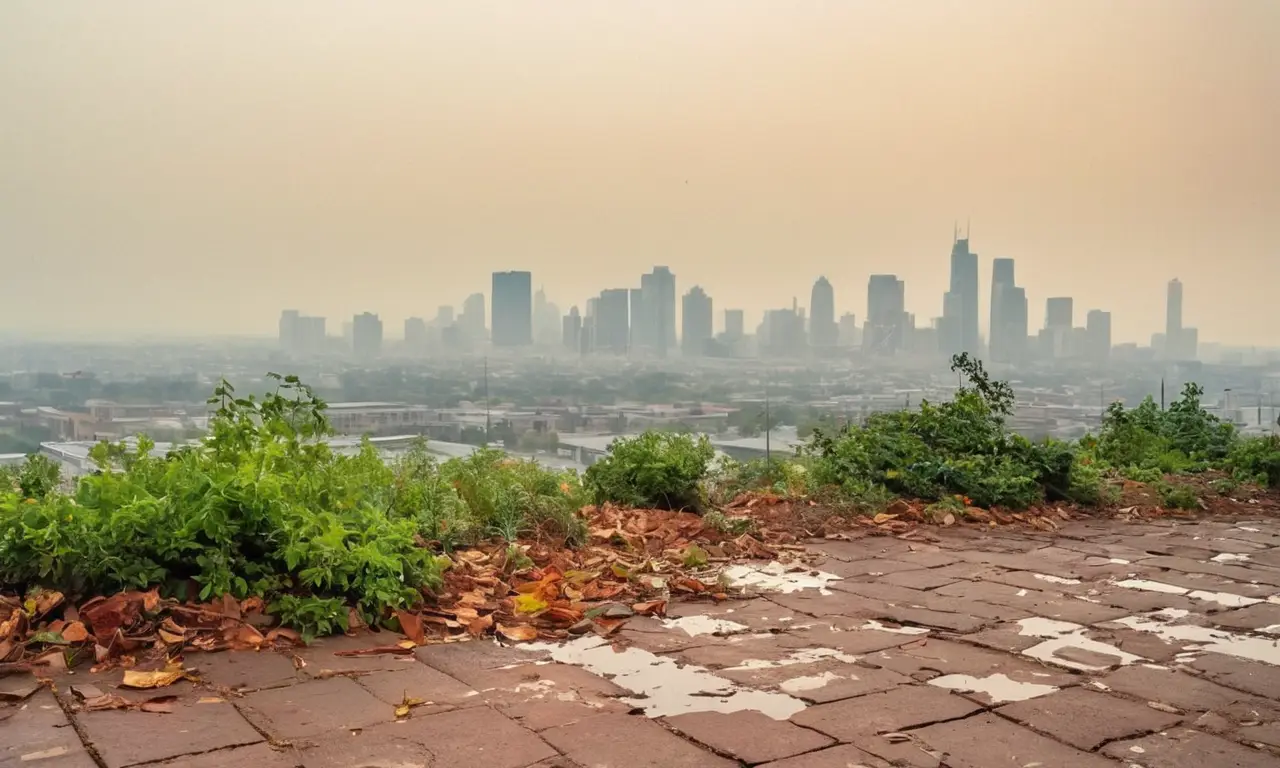 Ambiente urbano contaminado y afectado por clima