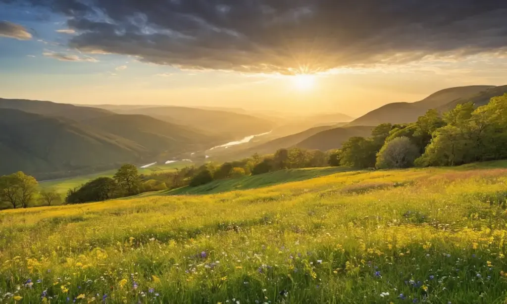 Un paisaje sereno y vibrante bajo el sol
