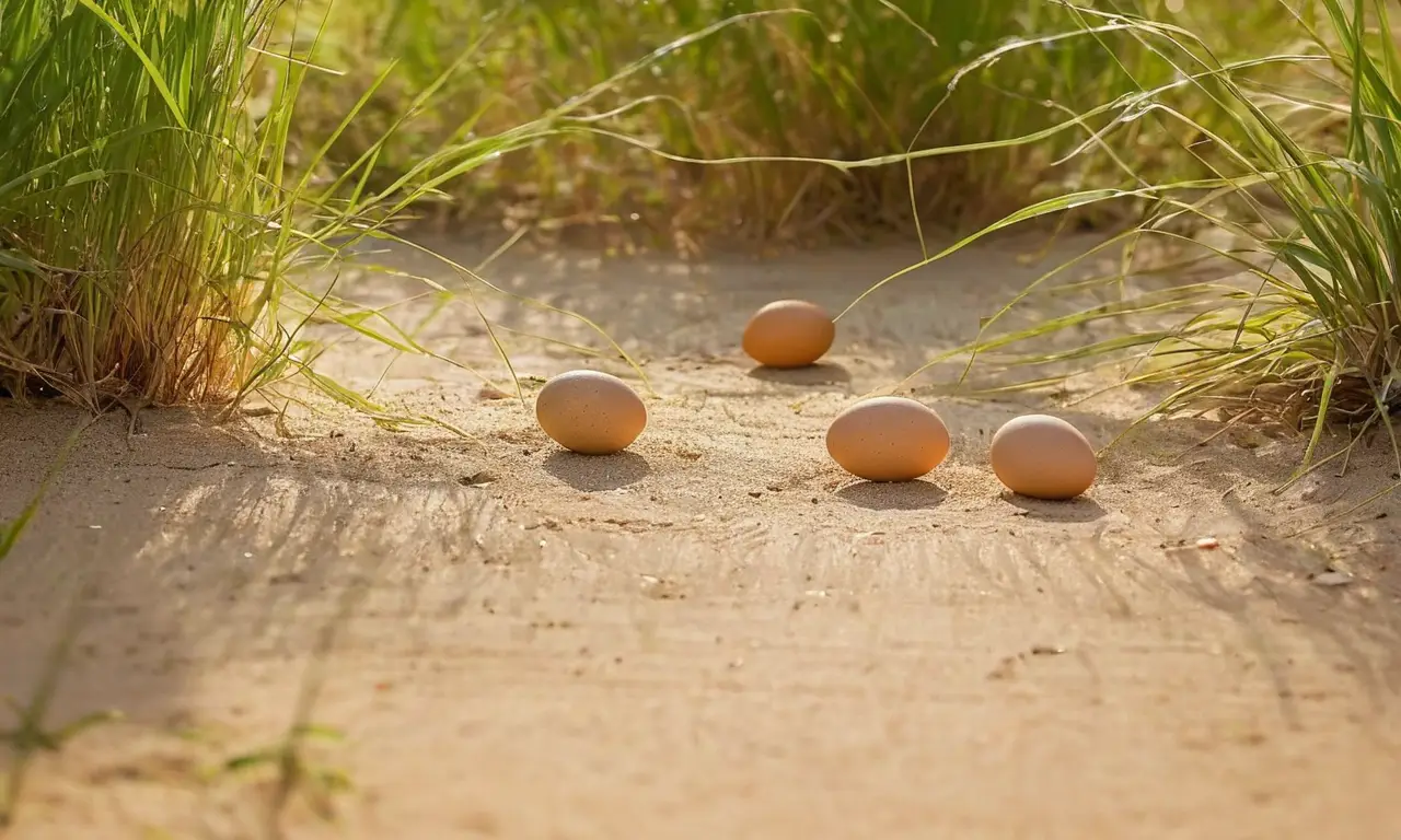 Serenidad en un estanque con huevos trascendentes