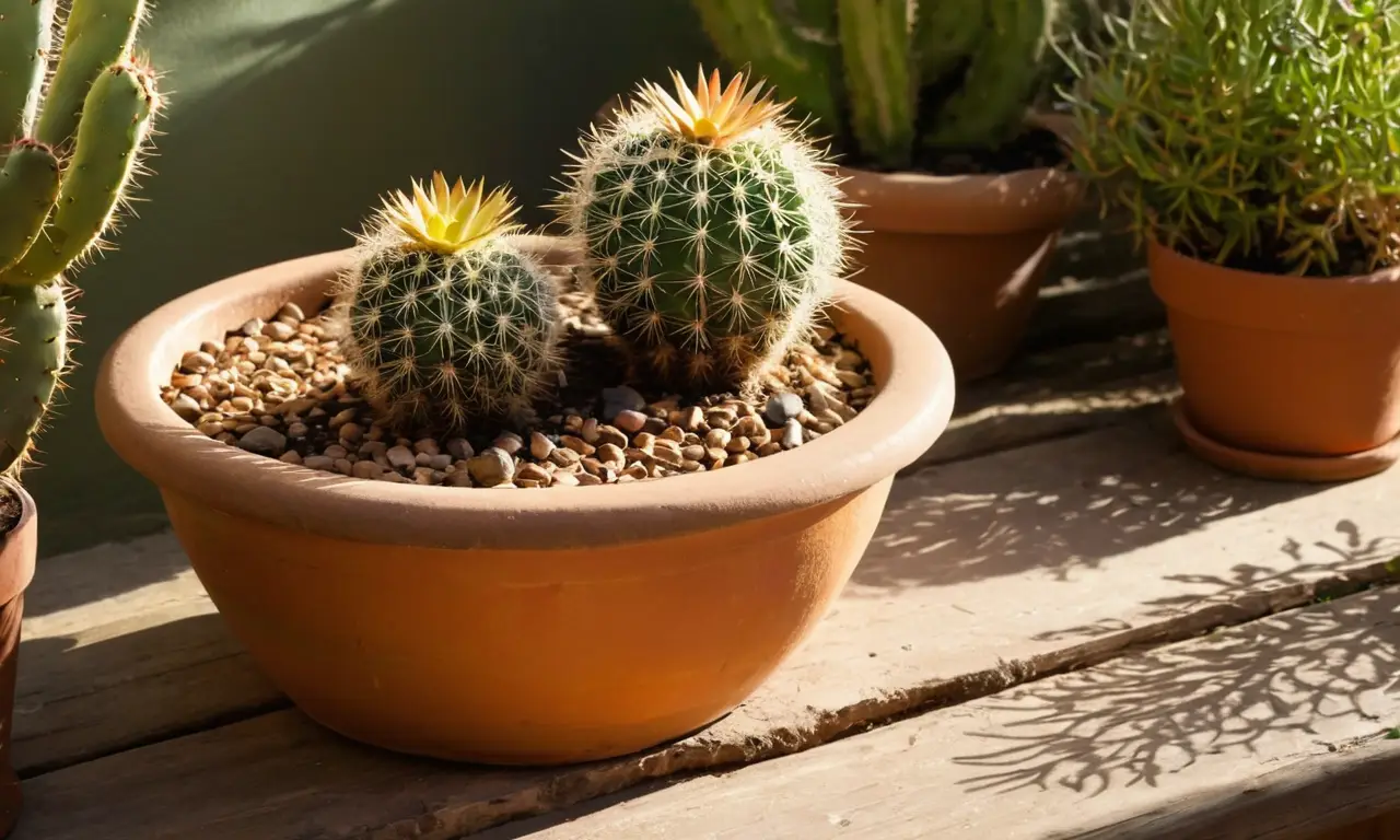 Cactus vibrante en un ambiente rústico y tranquilo