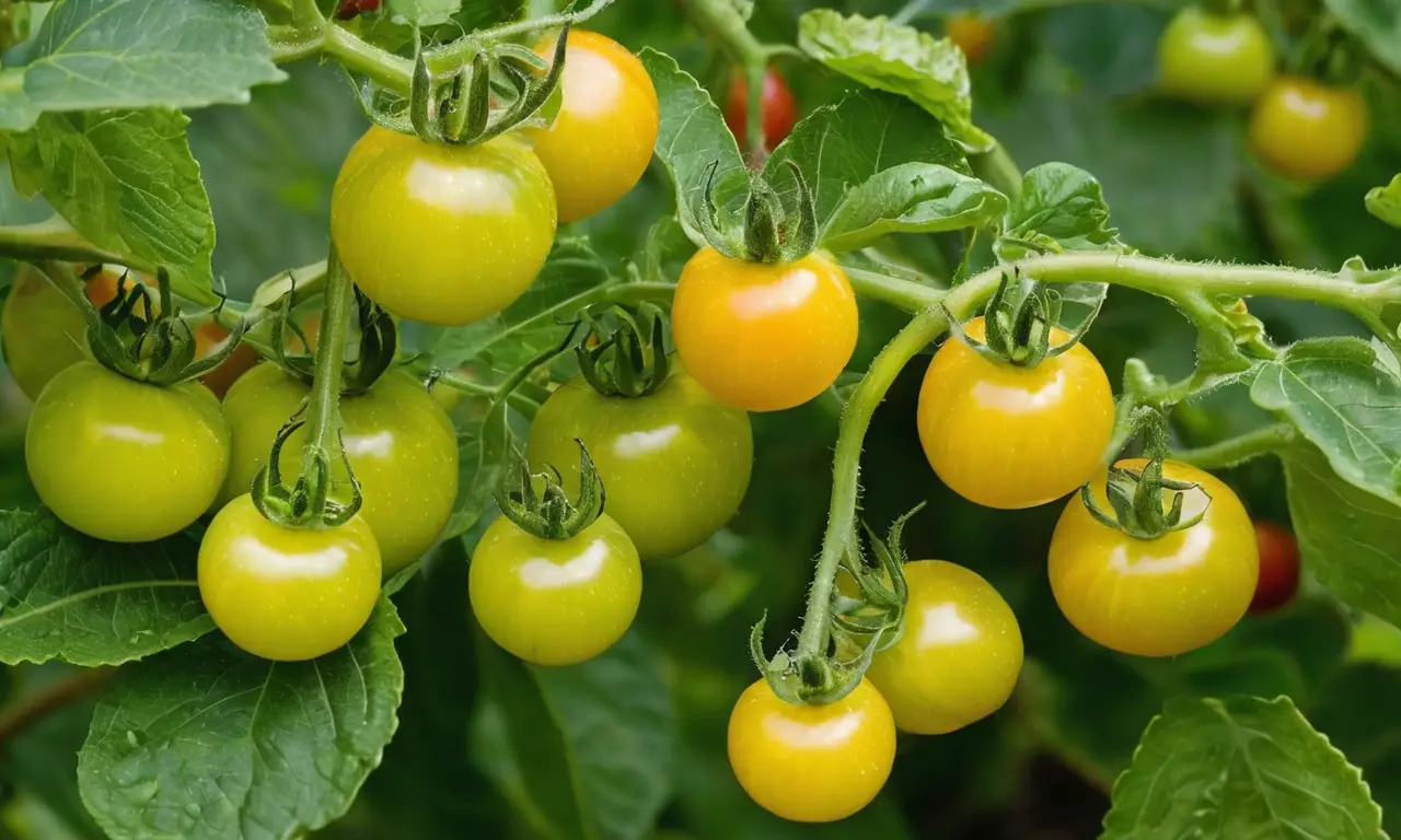 Jardín vibrante de tomates y vida activa