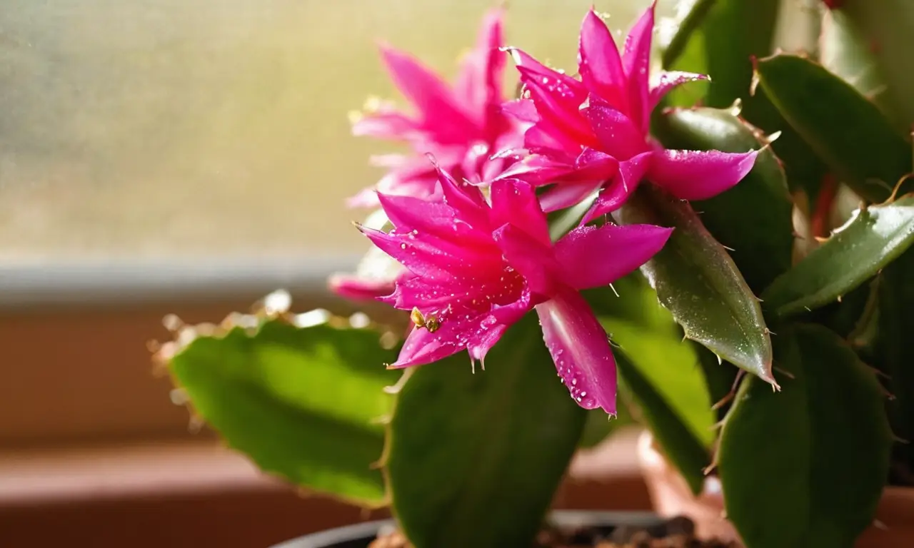 Cactus de Navidad florece en ambiente sereno