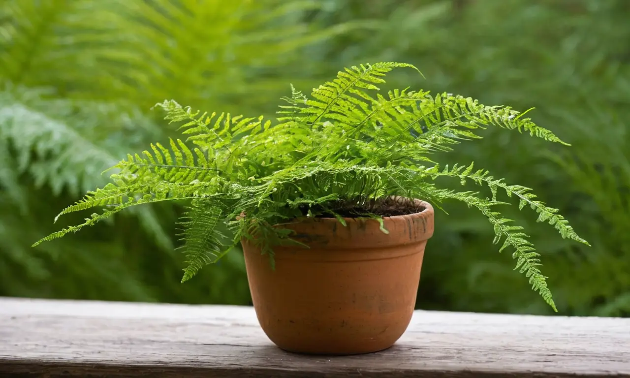 Fern verde vibrante en maceta de terracota