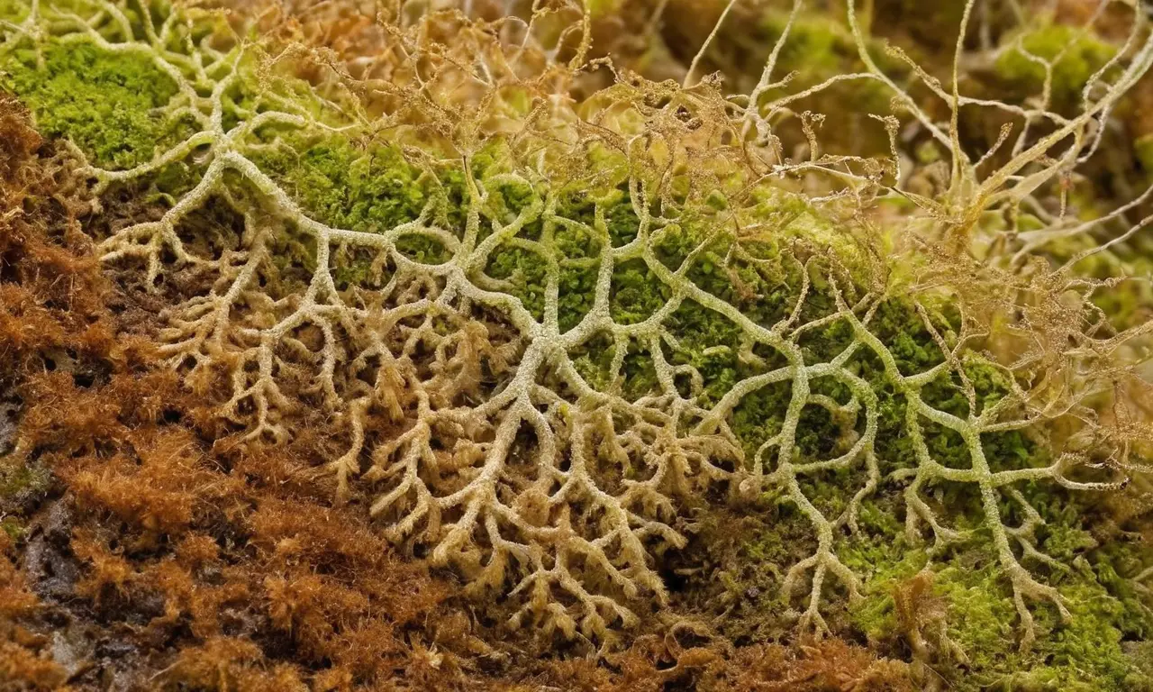 Fascinante ecosistema de hongos en detalle