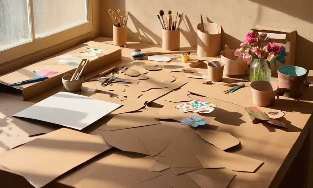 Espacio creativo iluminado lleno de materiales