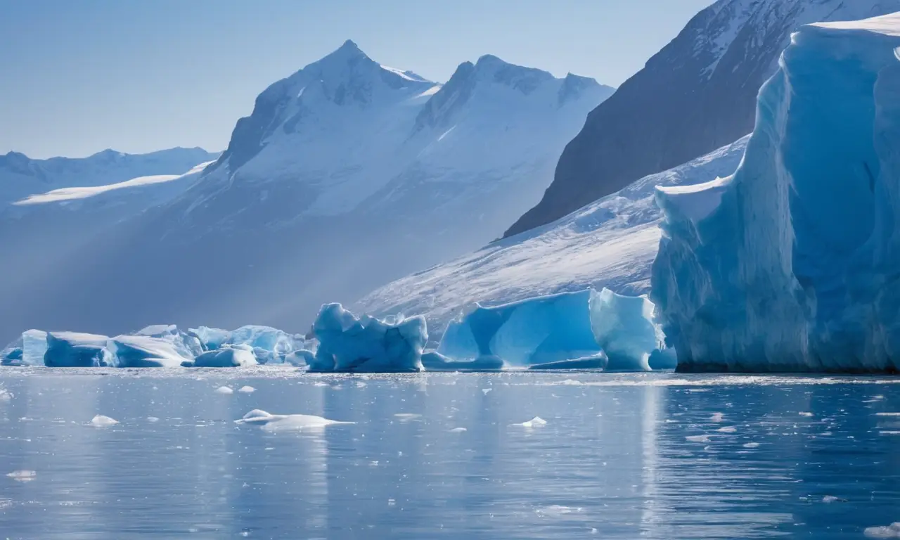 Impresionante iceberg azul destaca en el océano