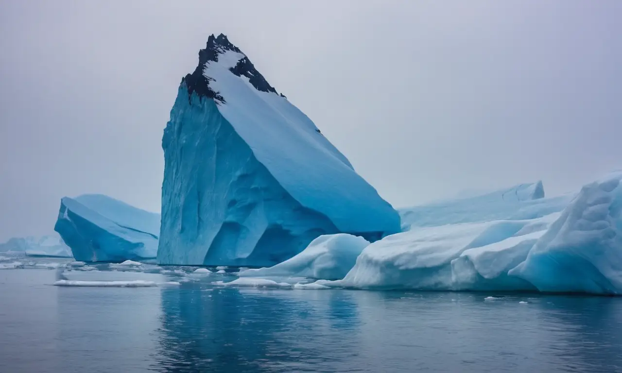Majestuoso iceberg azul en un paisaje sereno