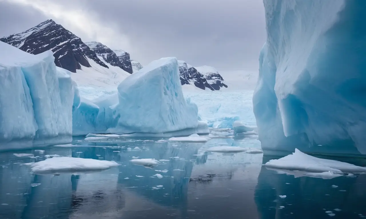 Belleza gélida de icebergs y mar