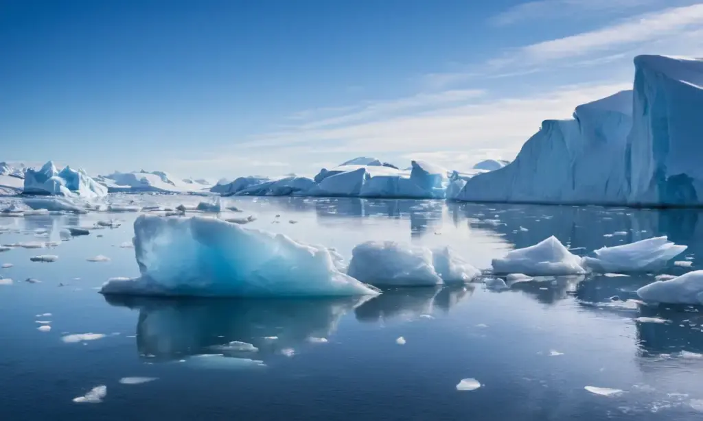 Impresionantes icebergs en un mar sereno
