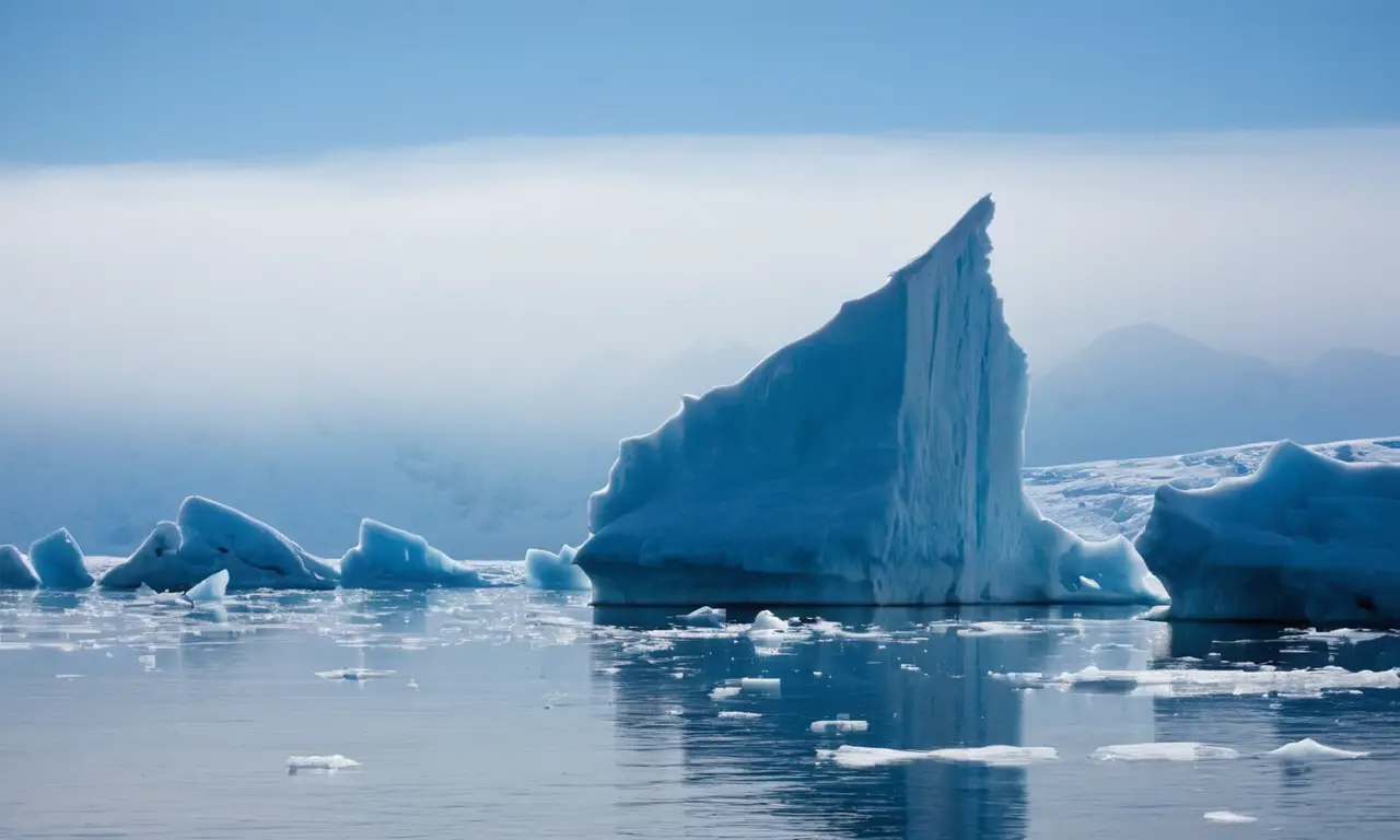 Imponente paisaje helado con iceberg brillante