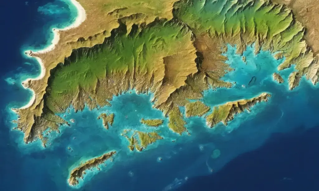 Mapa detallado de la Tierra con características geológicas