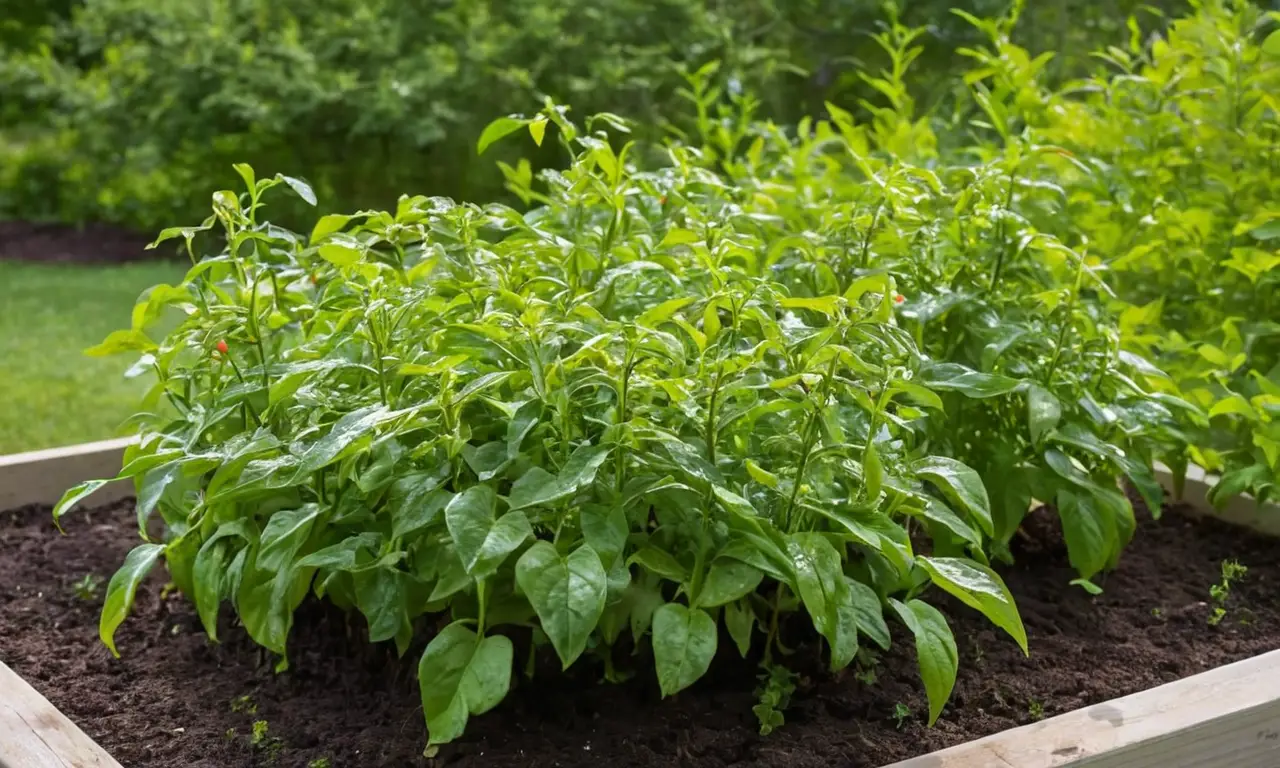 Hortaliza de pimientos en un jardín vibrante