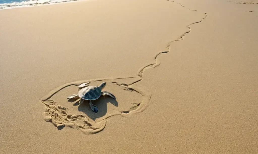Playa con nidos de tortuga y vida