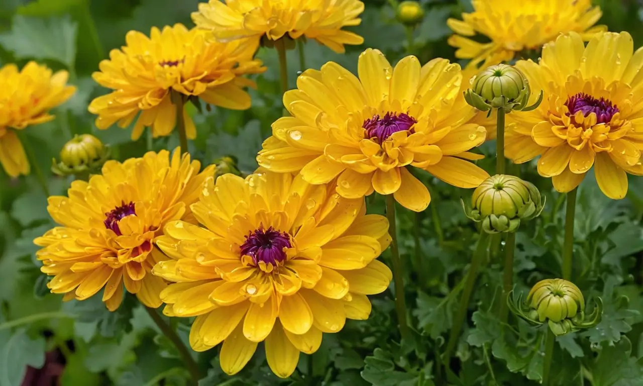Flores de crisantemos brillantes y vibrantes