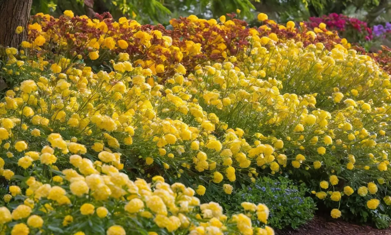 Jardín vibrante de crisantemos y frescura
