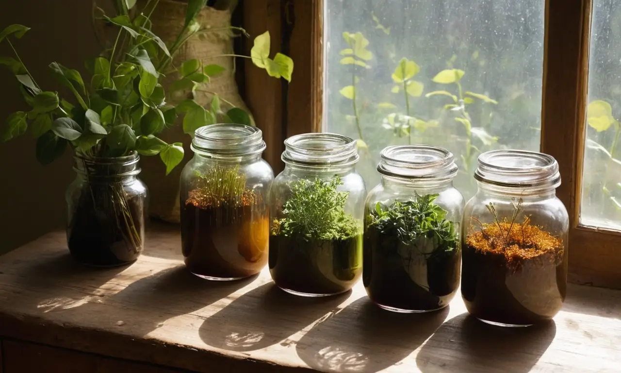 Mesa rústica con tintes naturales y luz