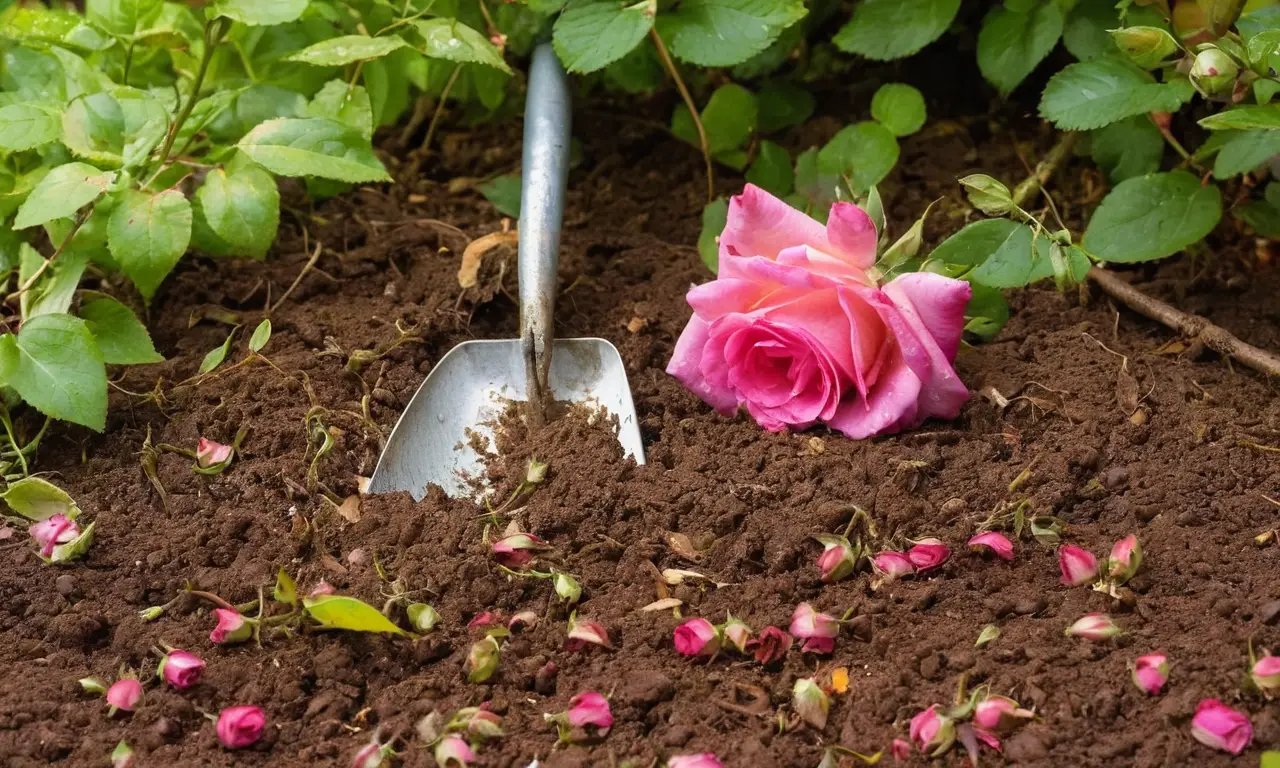 Un jardín vibrante con un jardinero concentrado