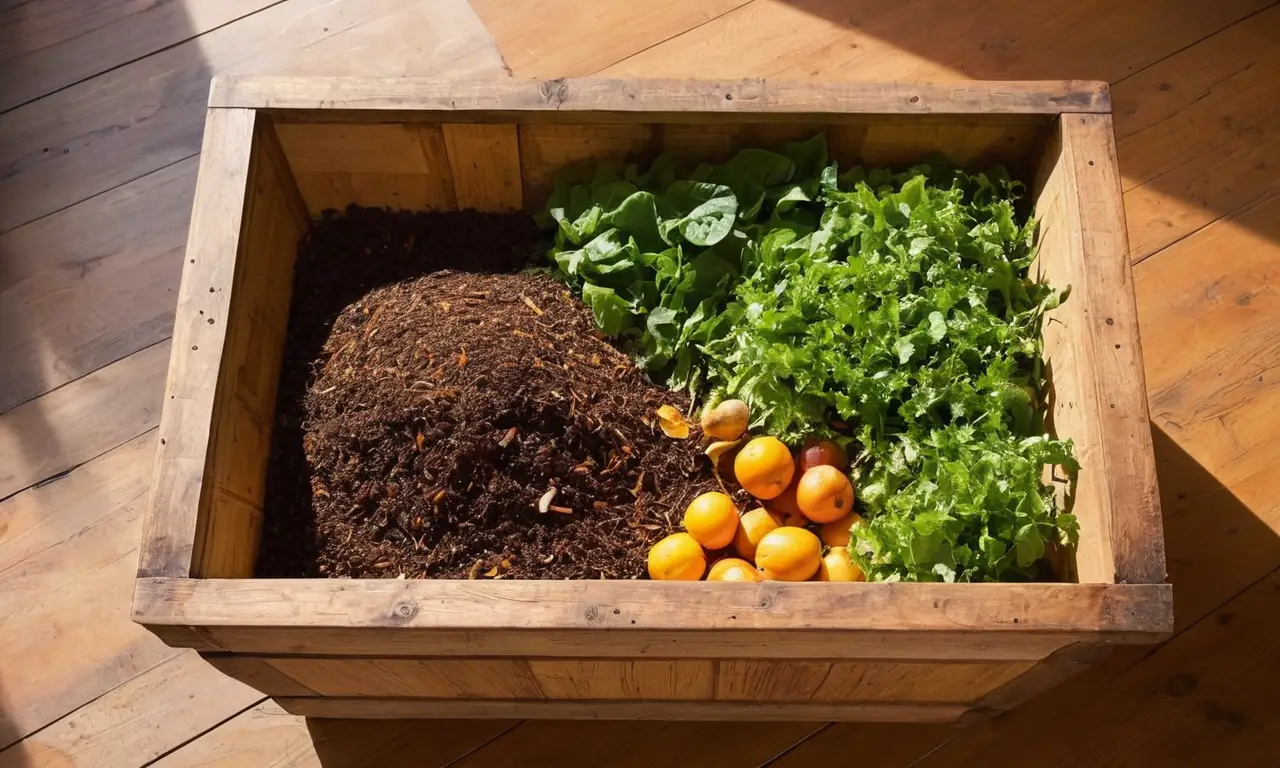 Compost rico y vibrante en cocina acogedora