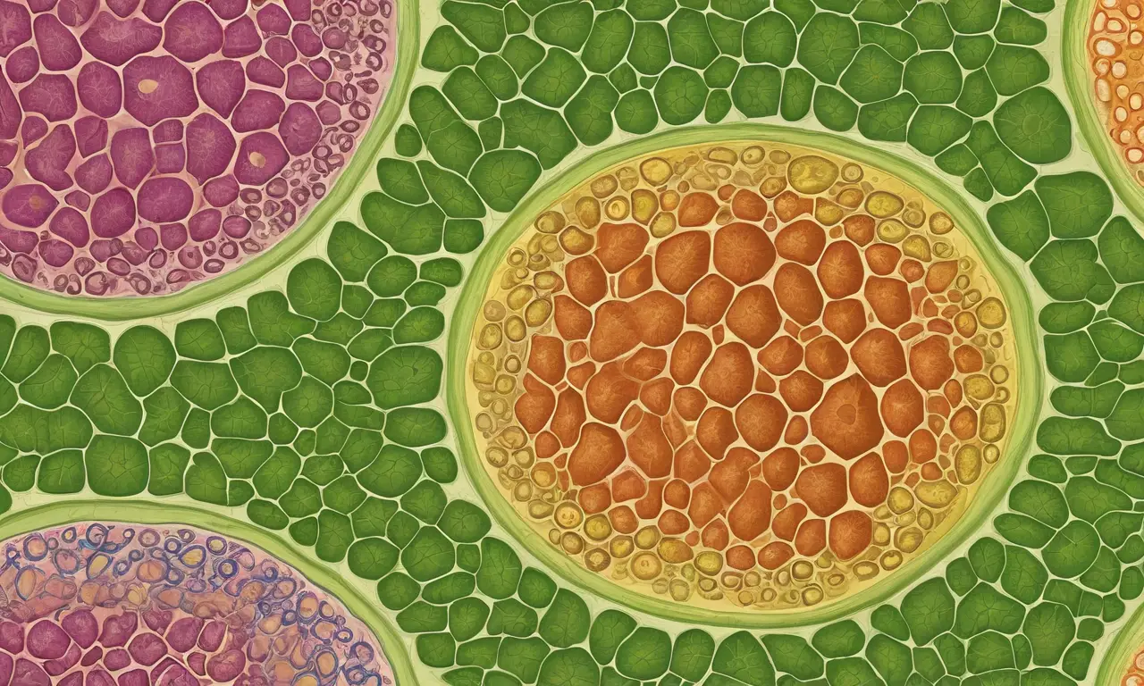 Ilustración detallada de células animal y vegetal