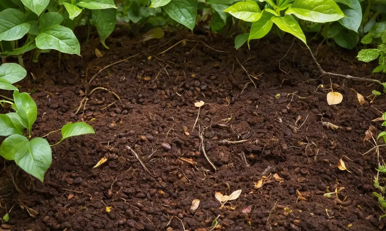 Compost vibrante en un jardín sereno