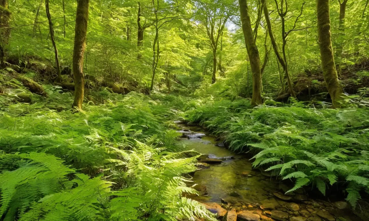 Bosque vibrante y tranquilo con vida diversa