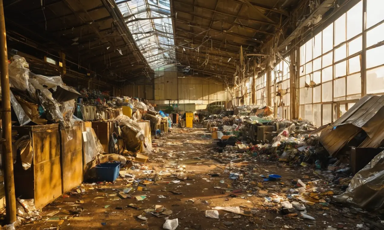 Espacio industrial desordenado y lleno de desperdicios