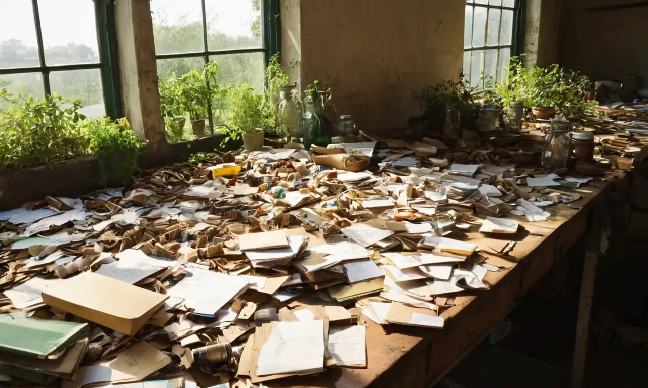 Espacio industrial desordenado y reciclaje organizado