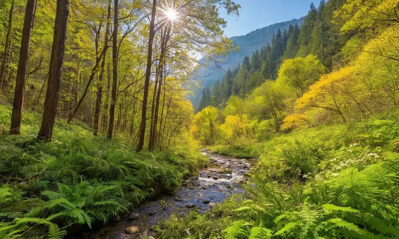 Bosque vibrante y sereno lleno de vida