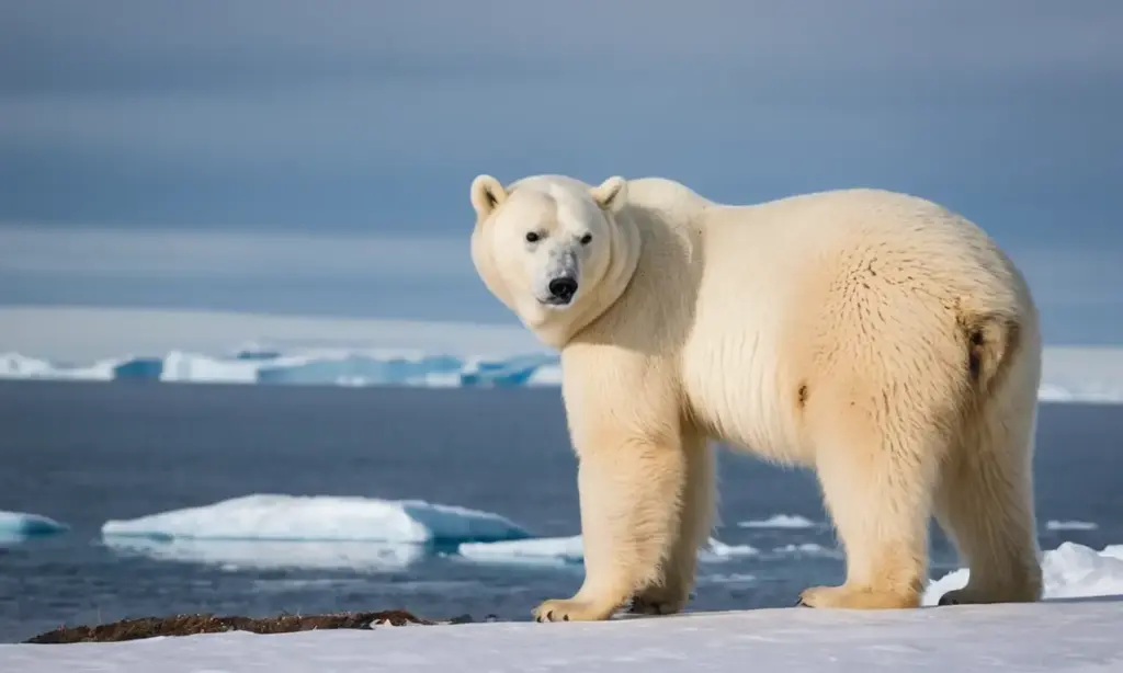 Imponente oso polar en un paisaje ártico