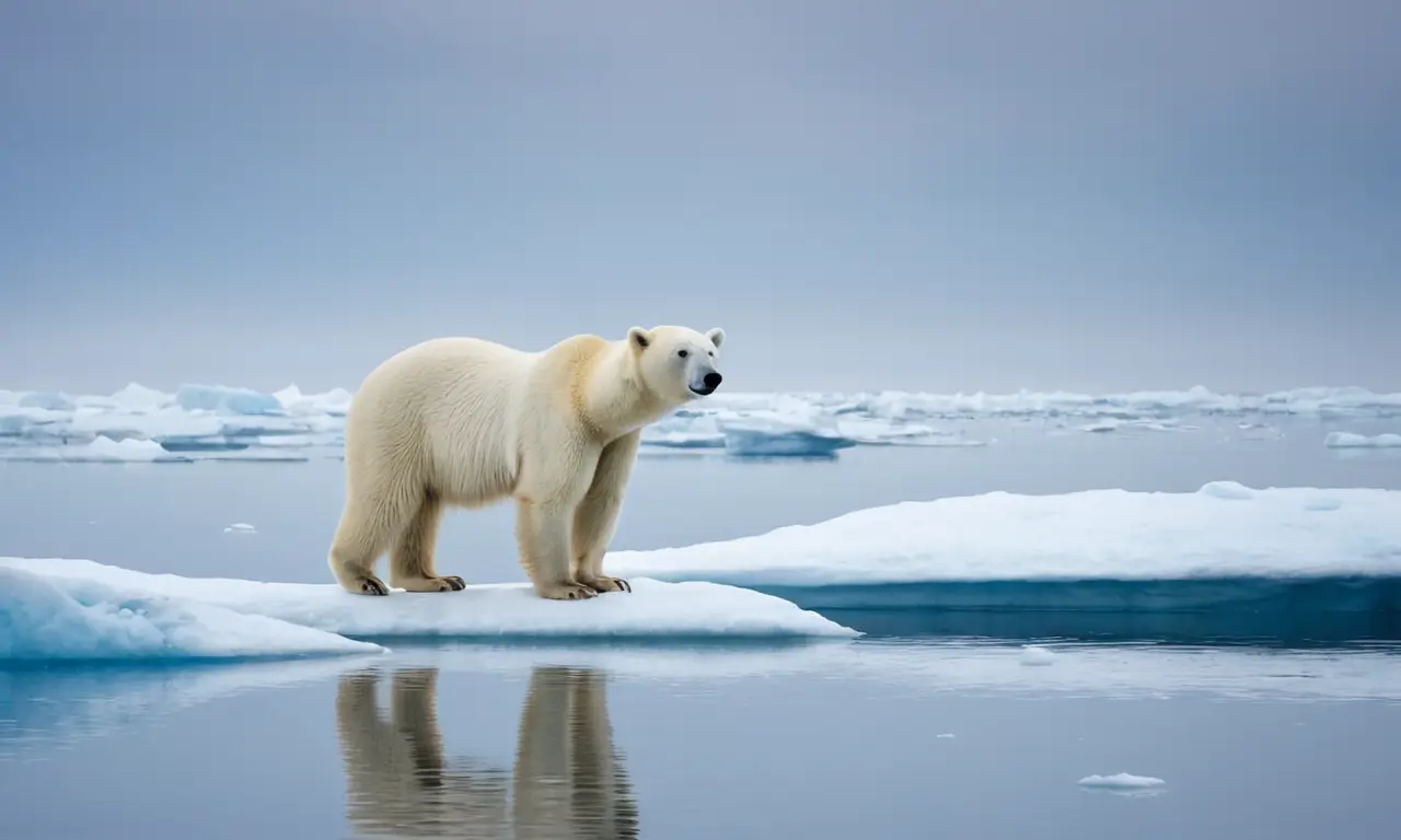 Oso polar solitario en deshielo inquietante