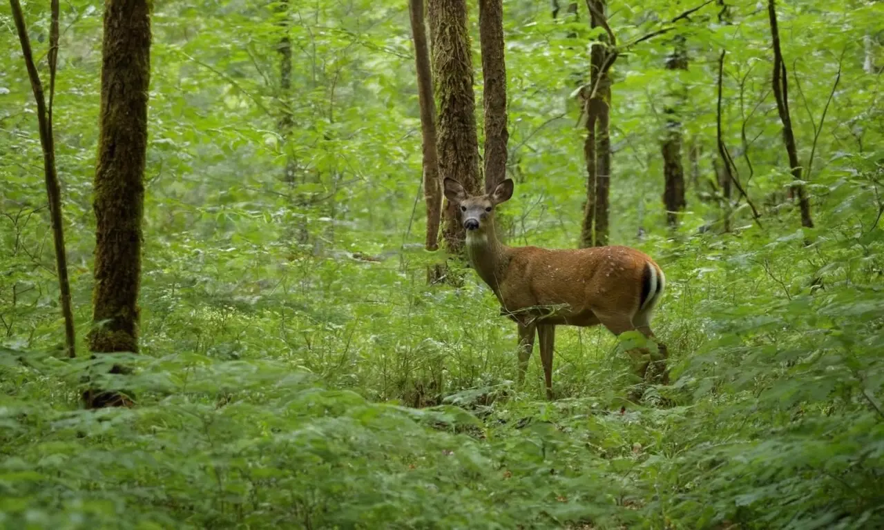 Un bosque denso con vida y misterio