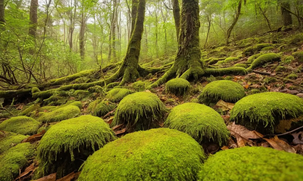 Bosque denso con vida y signos de pérdida