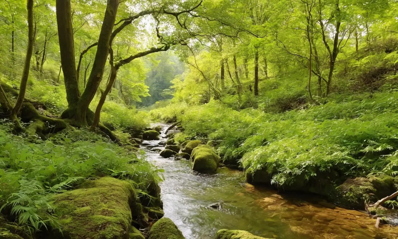 Bosque vibrante con diversidad y armonía natural