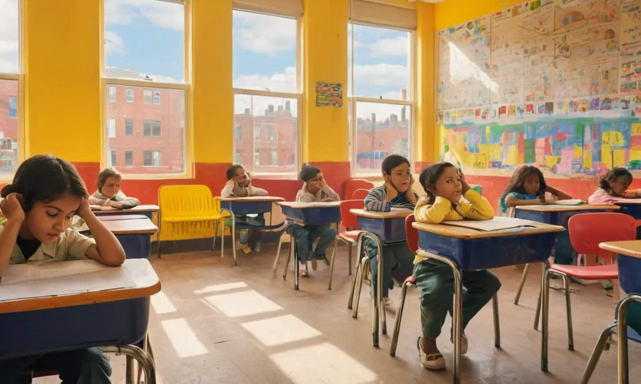 Aula viva con niños y ruidos urbanos