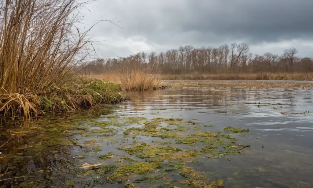 Agua turbia y contaminación ambiental evidente