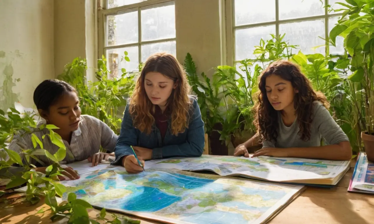 Estudiantes concentrados en educación ambiental
