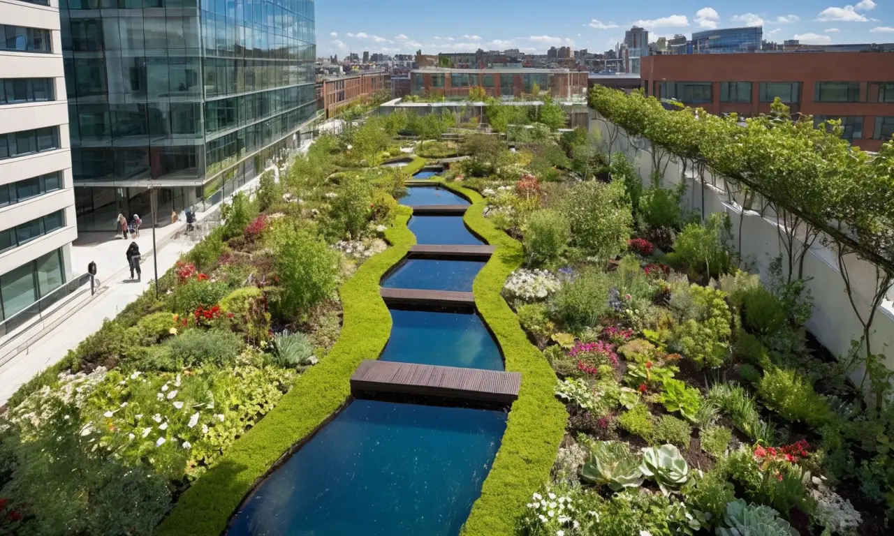 Entorno urbano sostenible y armonioso con naturaleza