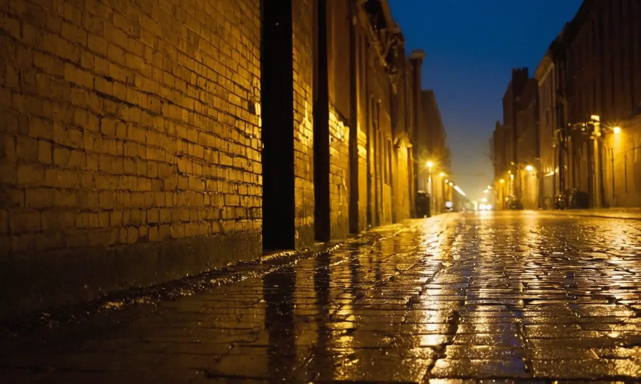 Noche urbana con luces y sombras contrastantes