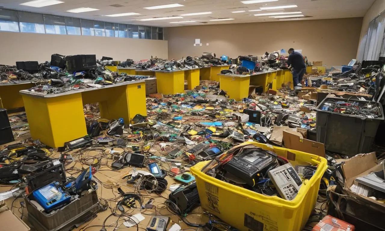 Centro de reciclaje electrónico, ordenado y urgente