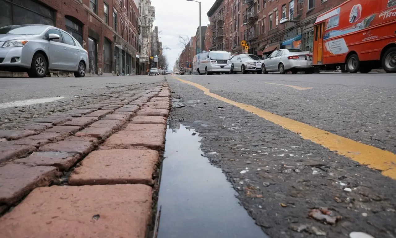 Calle urbana caótica y contaminada con vehículos