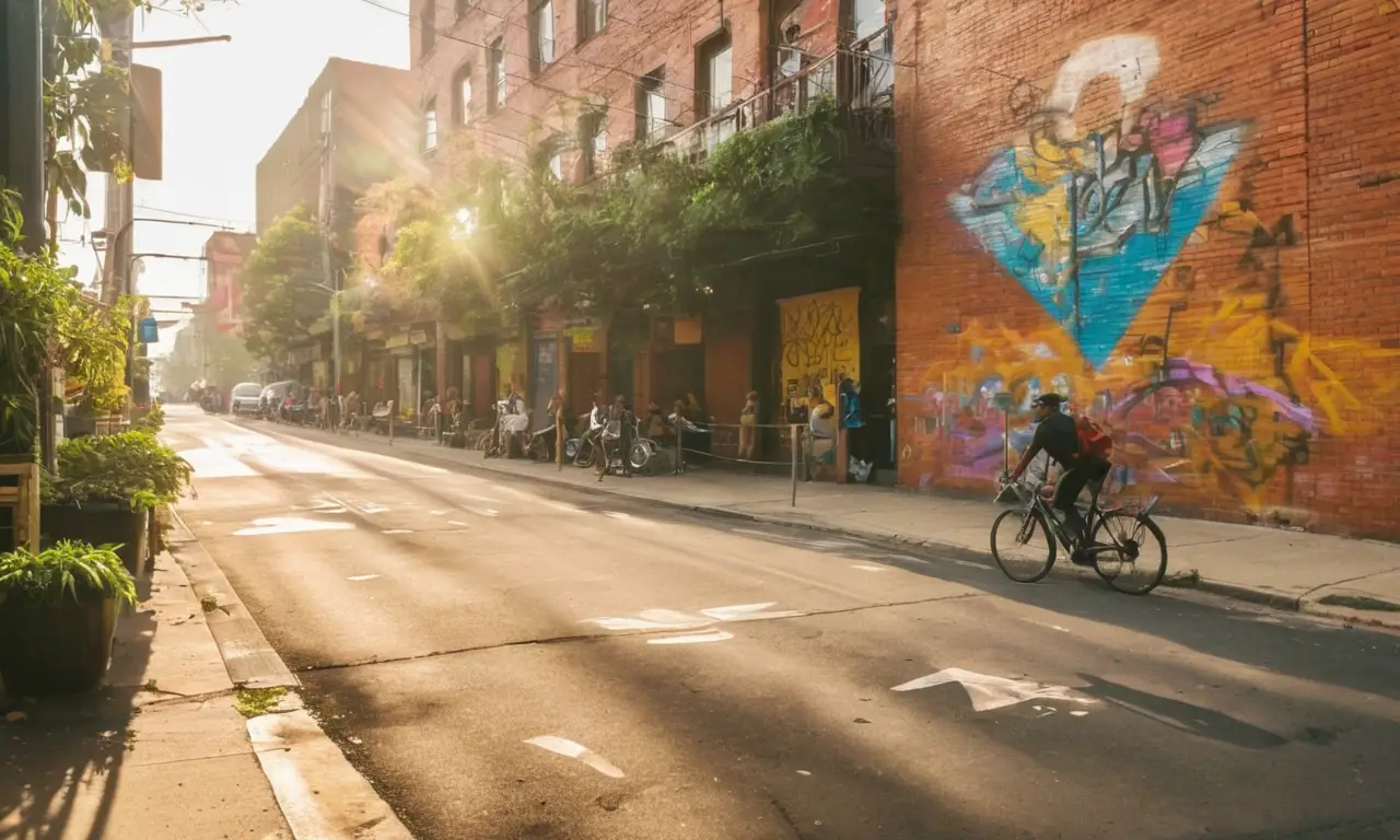 Escena urbana vibrante y caótica