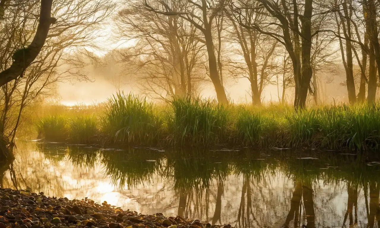Paisaje tranquilo con tensión ecológica presente